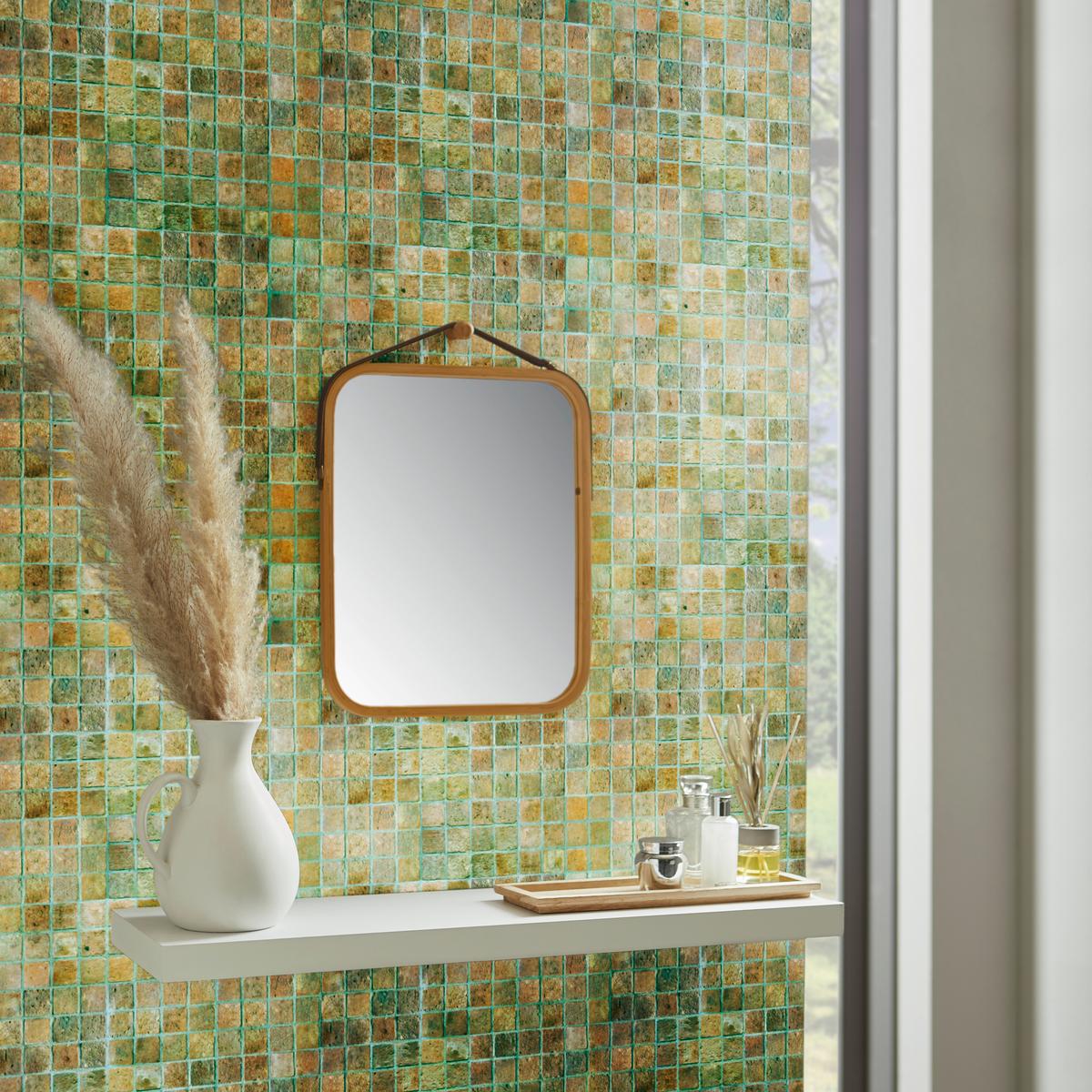 Badspiegel Naturfarben BxH: 41x33 cm - Naturfarben, Design, Glas/Naturmaterialien (41/33/1,5cm) - Livetastic