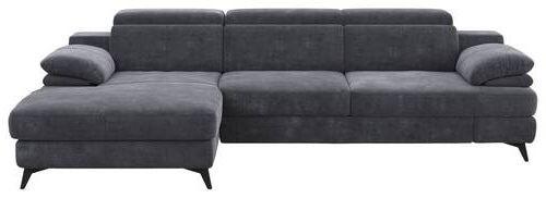 Ecksofa Titus Dunkelgrau Chenille - Dunkelgrau/Schwarz, Design, Textil (291/80-98/178cm) - Livetastic