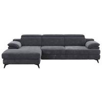 Ecksofa Titus Dunkelgrau Chenille - Dunkelgrau/Schwarz, Design, Textil (291/80-98/178cm) - Livetastic