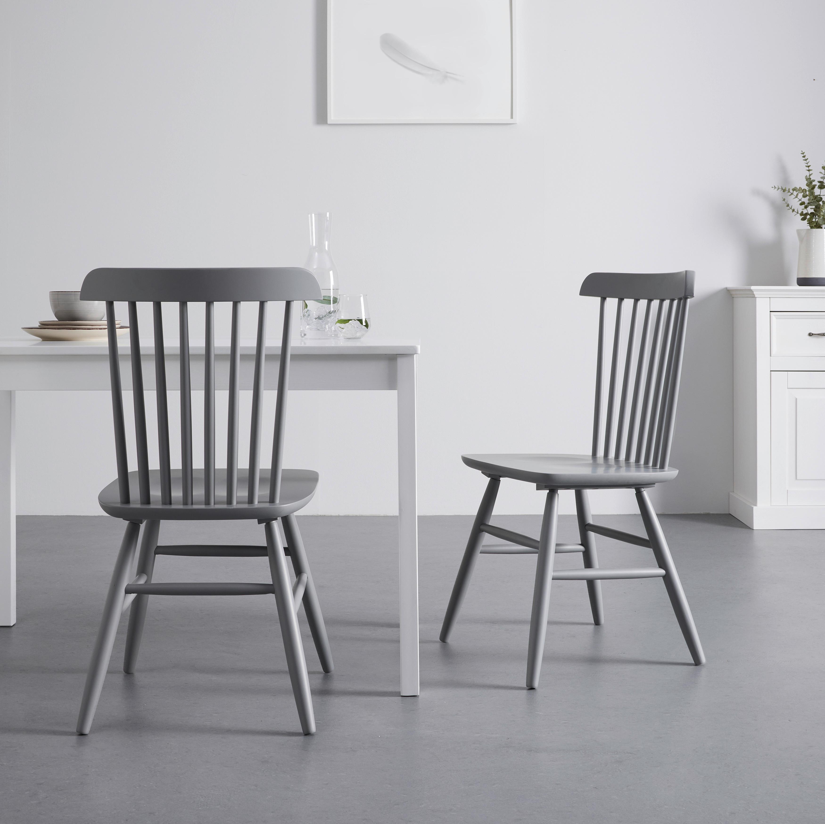 Sada židlí z masivu PEDRO šedá 2ks - šedá, Moderní, dřevo (48/89/52cm) - Bessagi Home