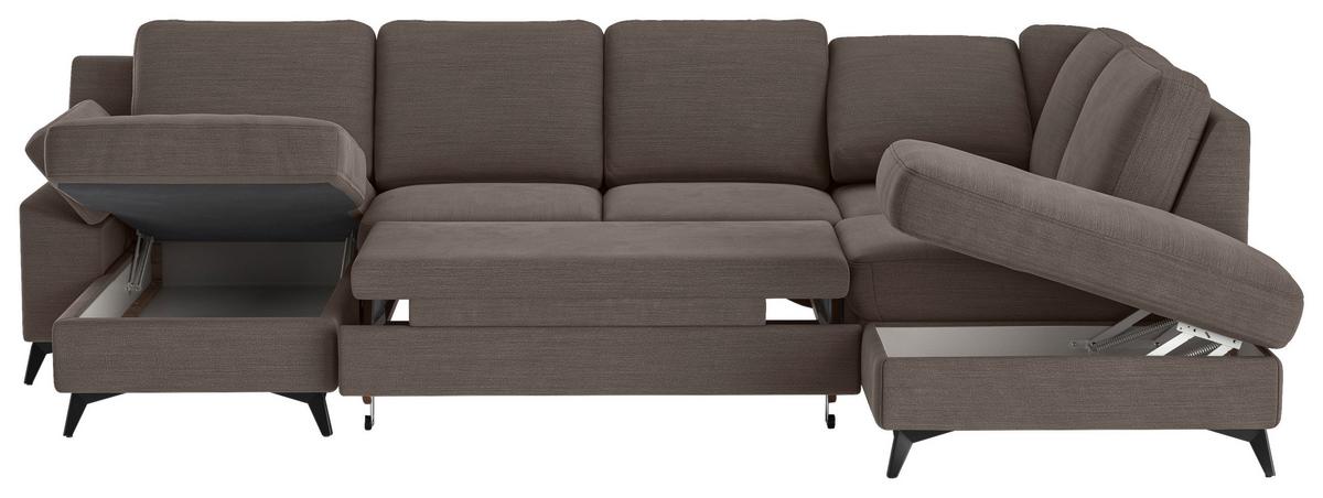 Wohnlandschaft Boom, Dunkelgrau 156x309x204 - Taupe/Schwarz, KONVENTIONELL, Textil (156/309/204cm) - Cotta