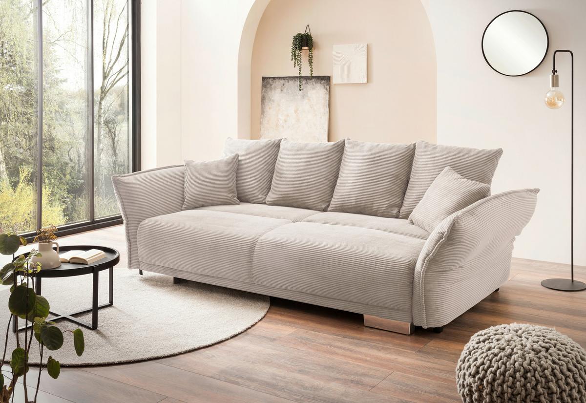 Bigsofa Pera, Beige B: 242 Cm - Chromfarben/Beige, MODERN, Textil (242/71/90/131cm) - Livetastic