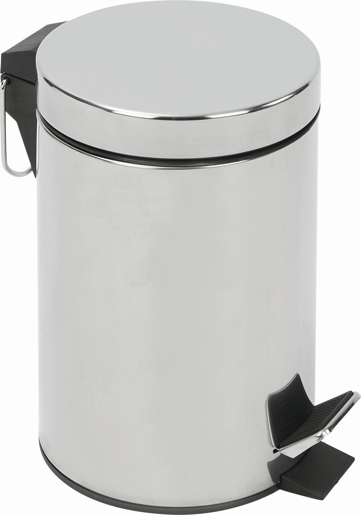 Kosmetikeimer Leonardo II 5 L Edelstahl DxH: 20,5x27,8 cm - Chromfarben/Schwarz, KONVENTIONELL, Kunststoff/Metall (20,5/27,8cm) - Homezone