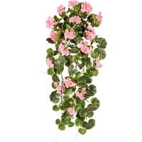 Kunstpflanze, Geranie Grün, Rosa, H: 80 cm - Rosa/Grün, Design, Kunststoff (80cm) - P & B