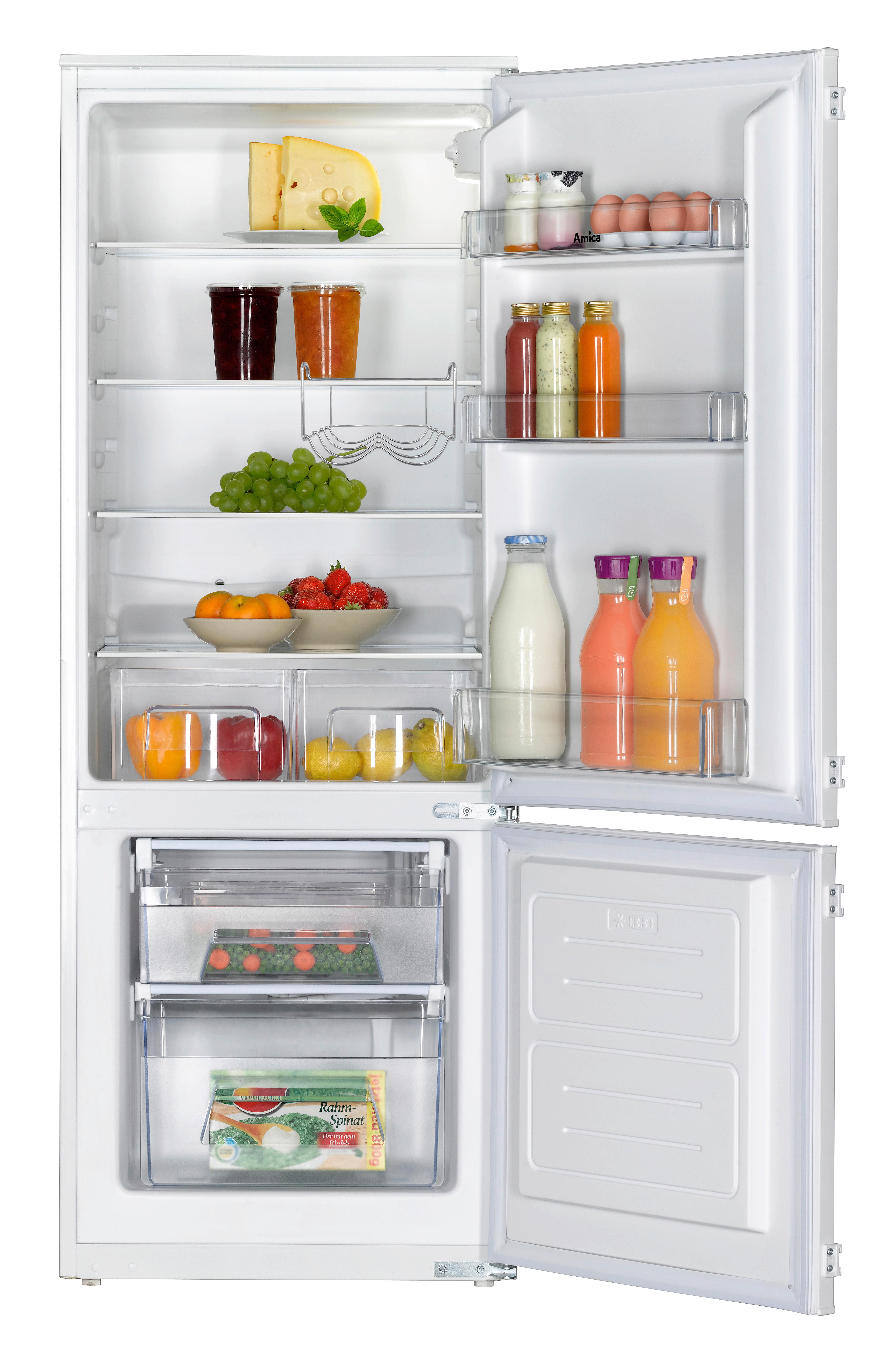 Einbau-kühl-gefrierkombination H: 144,3 Cm 162 + 50 L - Weiß, MODERN, Glas/Metall (56/144,3/55cm) - Amica