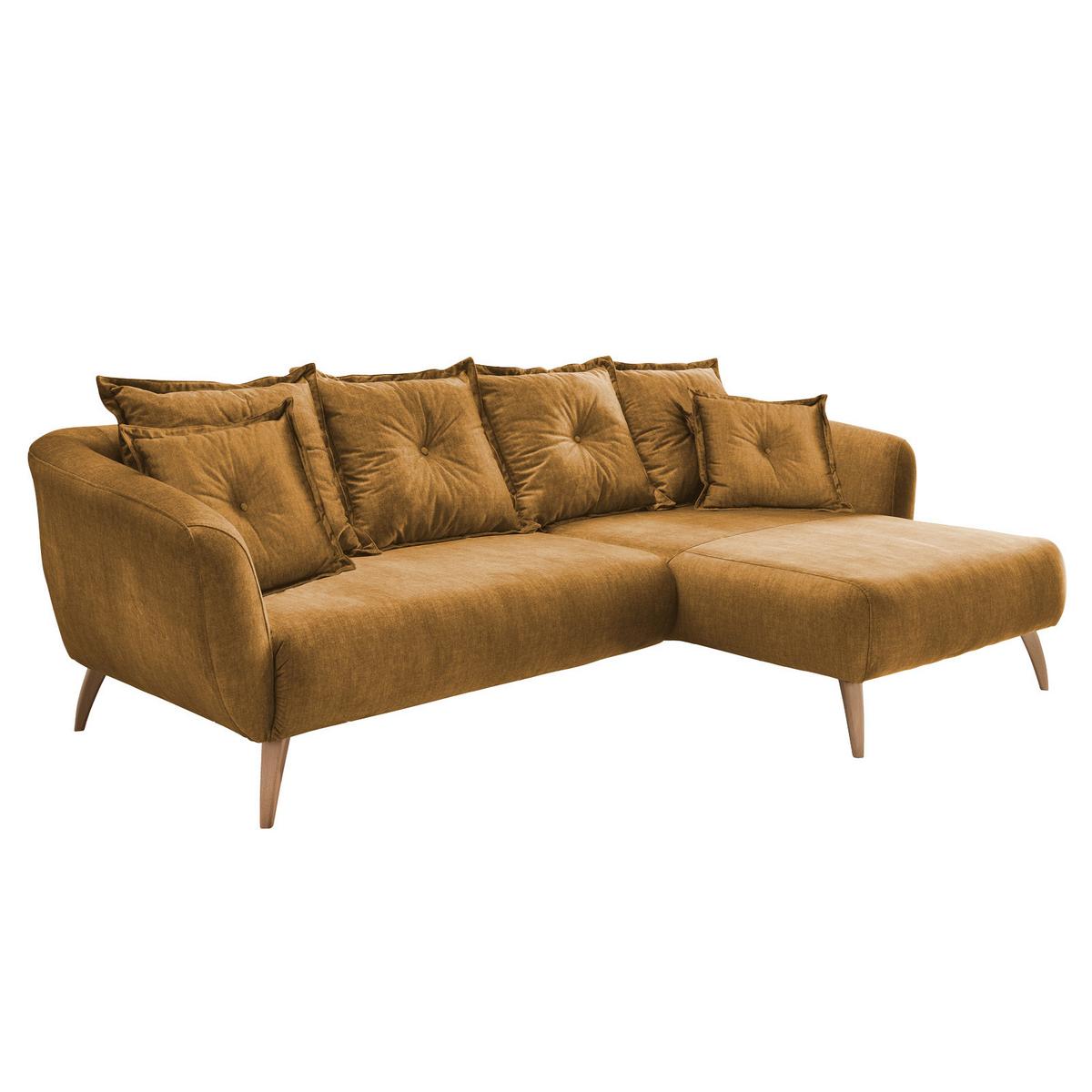 Ecksofa Baggio Mit Kissen Textil Gelb - Gelb/Schwarz, MODERN, Holz/Textil (277/162cm) - Livetastic