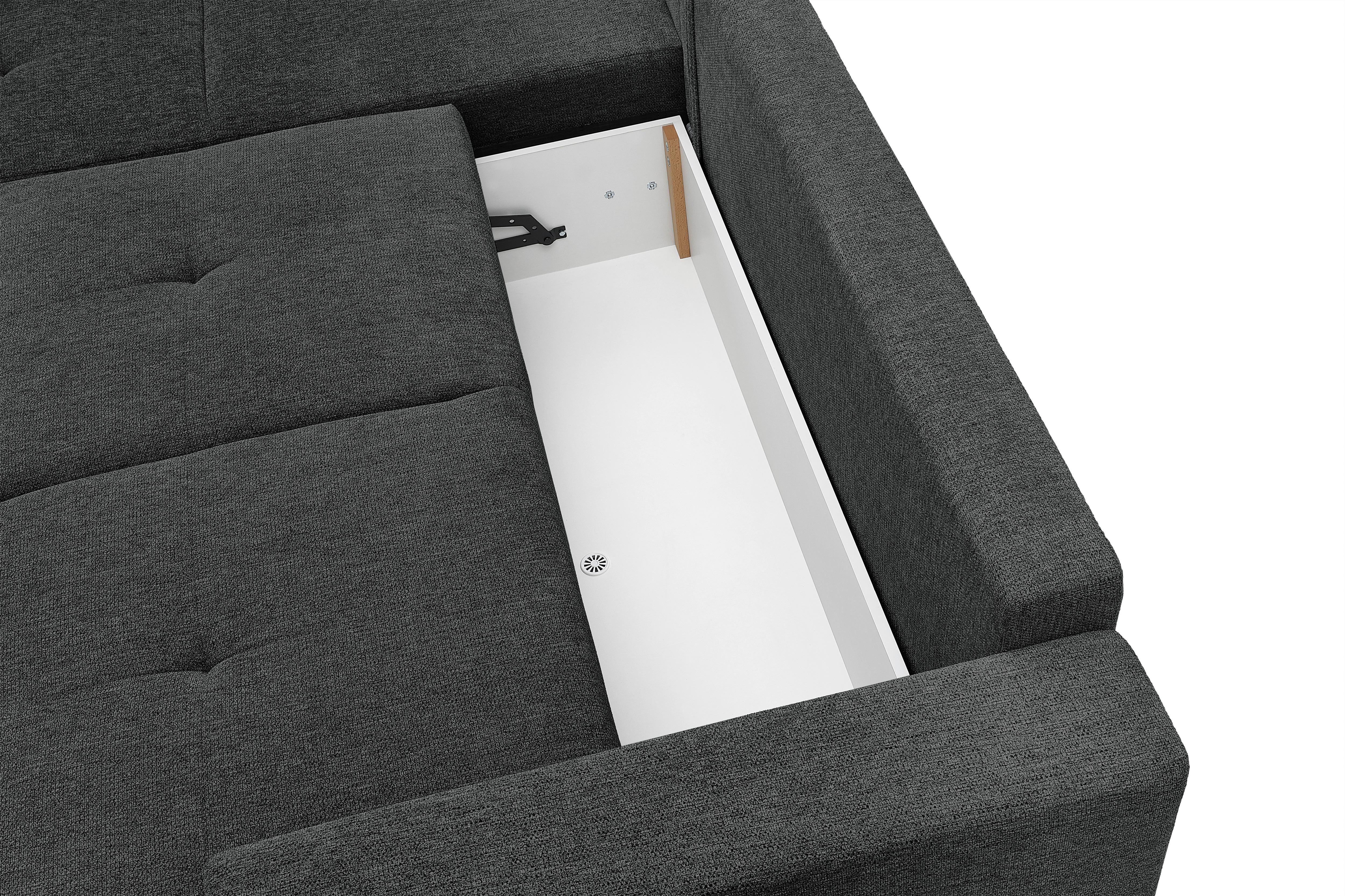 Ecksofa Texas Recr-Links Anthrazit S: 203x259 cm - Anthrazit/Schwarz, KONVENTIONELL, Holz (203/259cm)