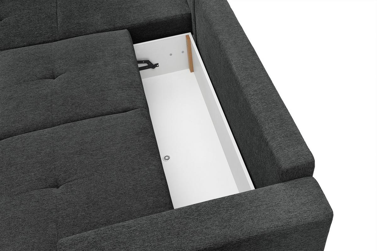 Ecksofa Texas Recr-Links Anthrazit S: 203x259 cm - Anthrazit/Schwarz, KONVENTIONELL, Holz (203/259cm)