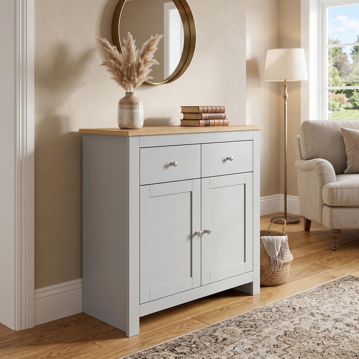 SIDEBOARD Emerald Grau B: 79 cm - Eichefarben/Grau, Design, Holzwerkstoff (79/81/35cm) - MID.YOU