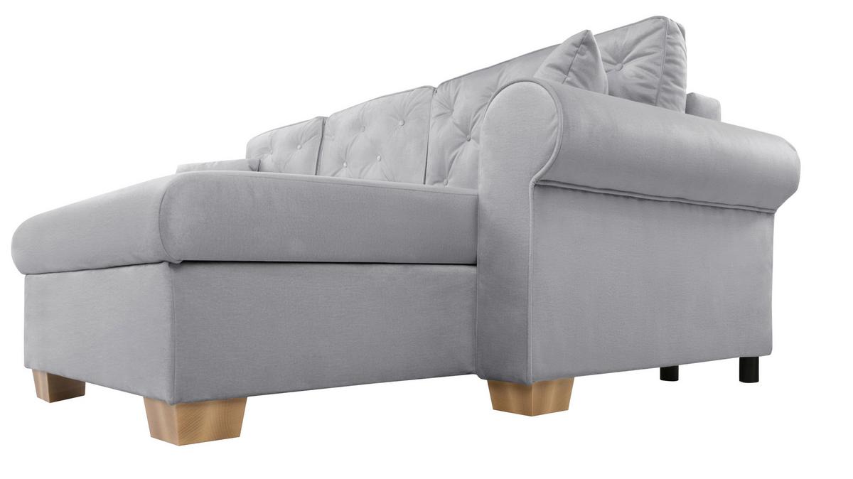 Ecksofa Arles Hellgrau 20 S: 266x161 Cm - Buchefarben/Hellgrau, Design, Textil (266/161cm) - MID.YOU