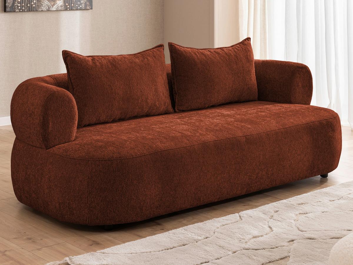 3-Sitzer-Sofa Ferro Rostfarben B: 200 cm - Rostfarben/Schwarz, Design, Textil (200/76/96cm) - Livetastic