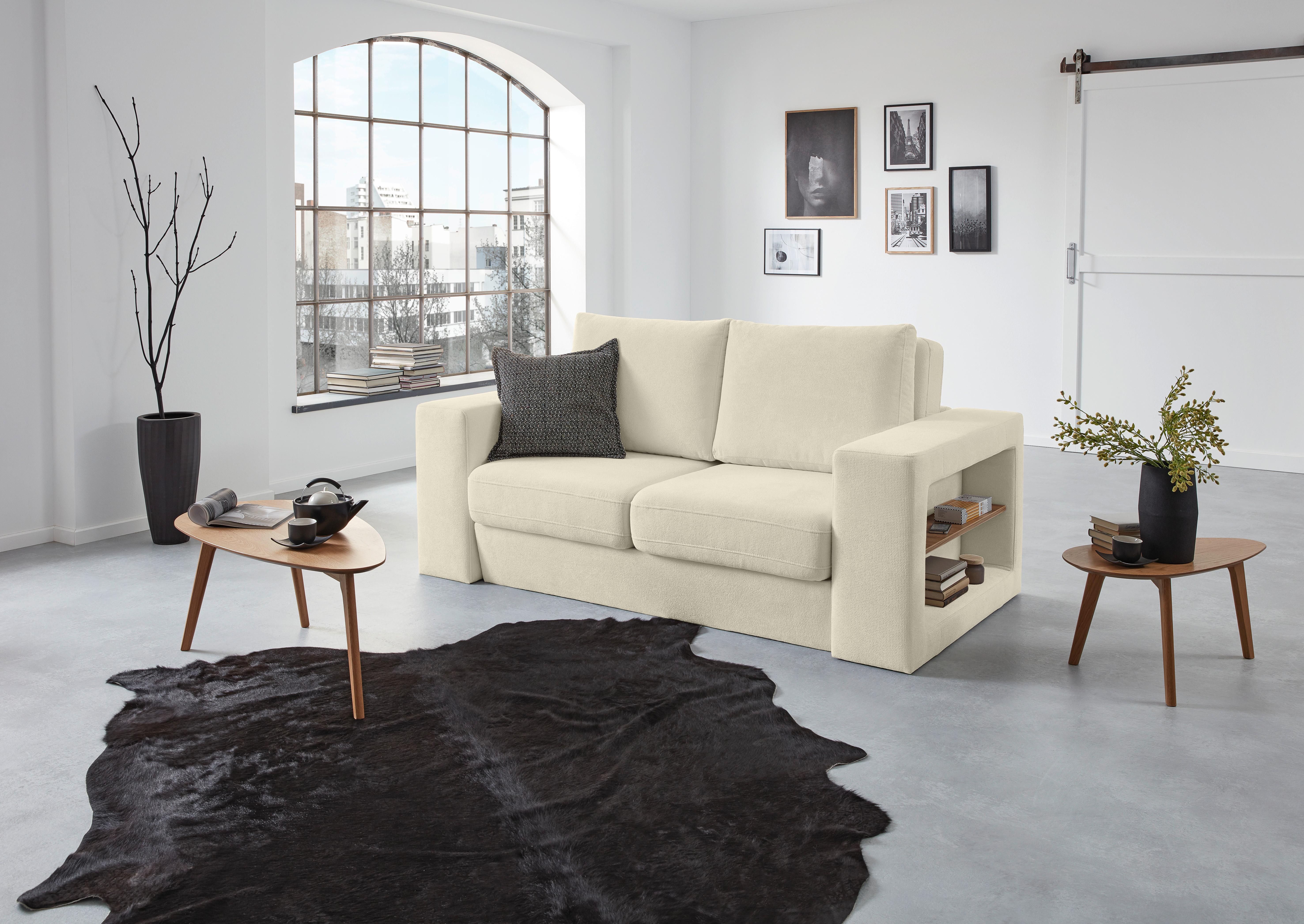 3-sitzer-sofa Looks V-2 Creme - Eichefarben/Creme, Design, Textil (212/96/107cm) - LOOKS by W.Joop