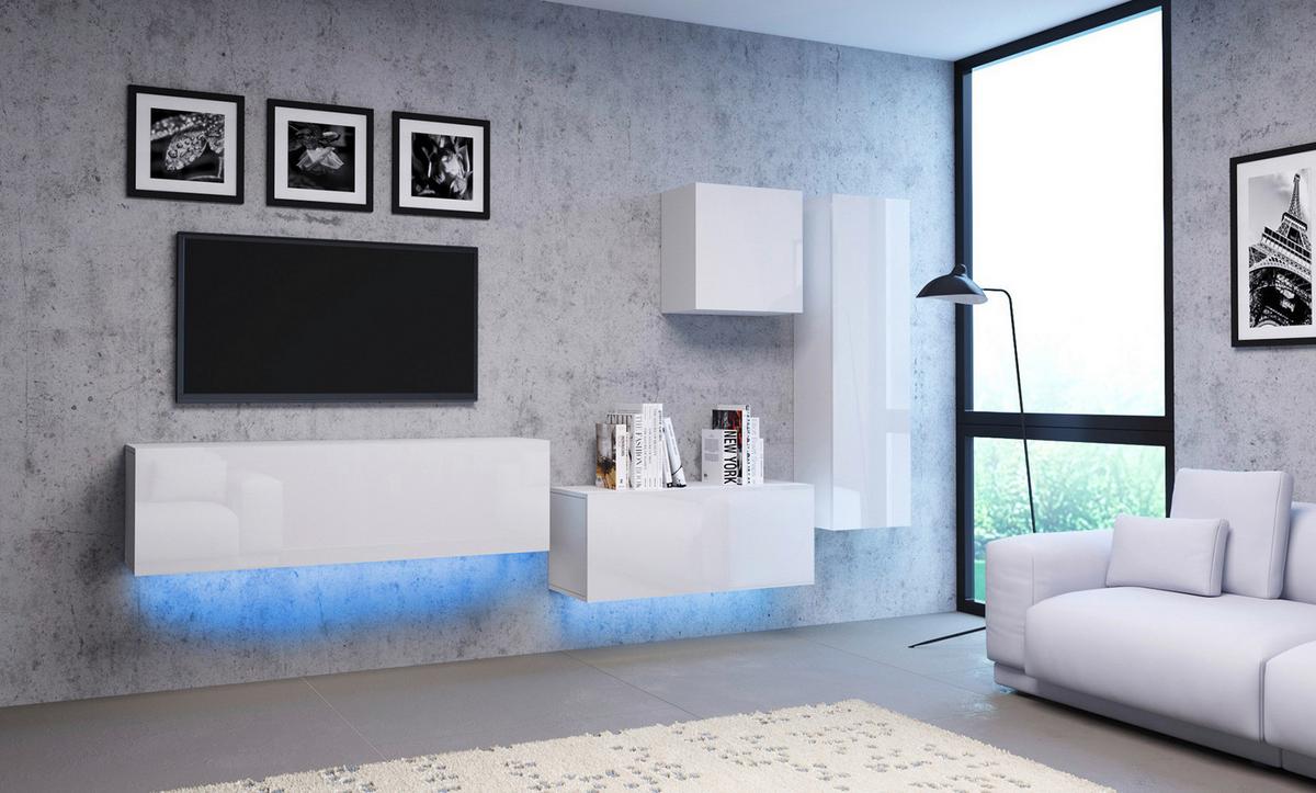 TV-Lowboard Vivien 05 B: 50 cm - Weiß Hochglanz/Weiß, Design, Holzwerkstoff (140/40/38cm) - Livetastic
