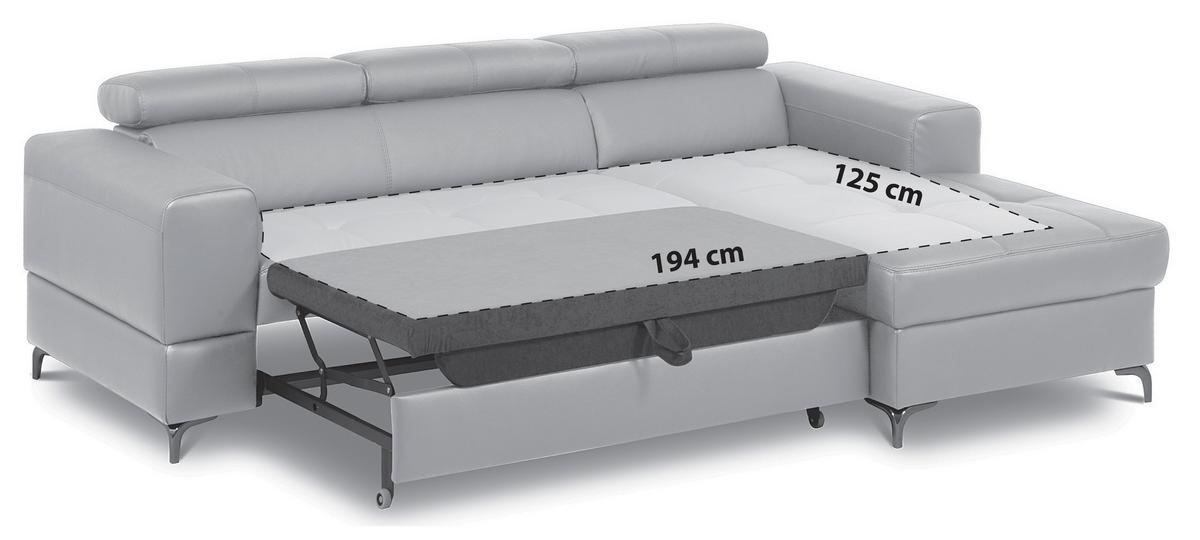 Ecksofa Torino Teilleder anthrazit 247x173 - Anthrazit/Schwarz, Design, Leder/Textil (247/173cm) - Livetastic