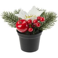 Kunstpflanze Christrose Rot / Weiß H: 13 cm Tea - Rot/Weiß, MODERN, Kunststoff (13cm)