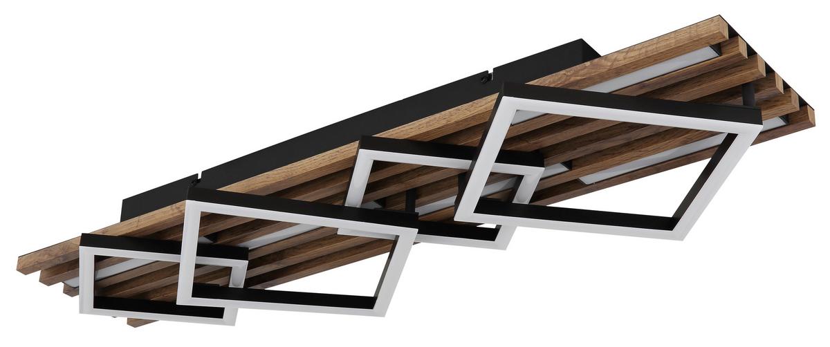 LED-Deckenleuchte 67344d3 Obrien - Dunkelbraun/Schwarz, Natur, Holzwerkstoff/Kunststoff (82/31/9,5cm) - Globo