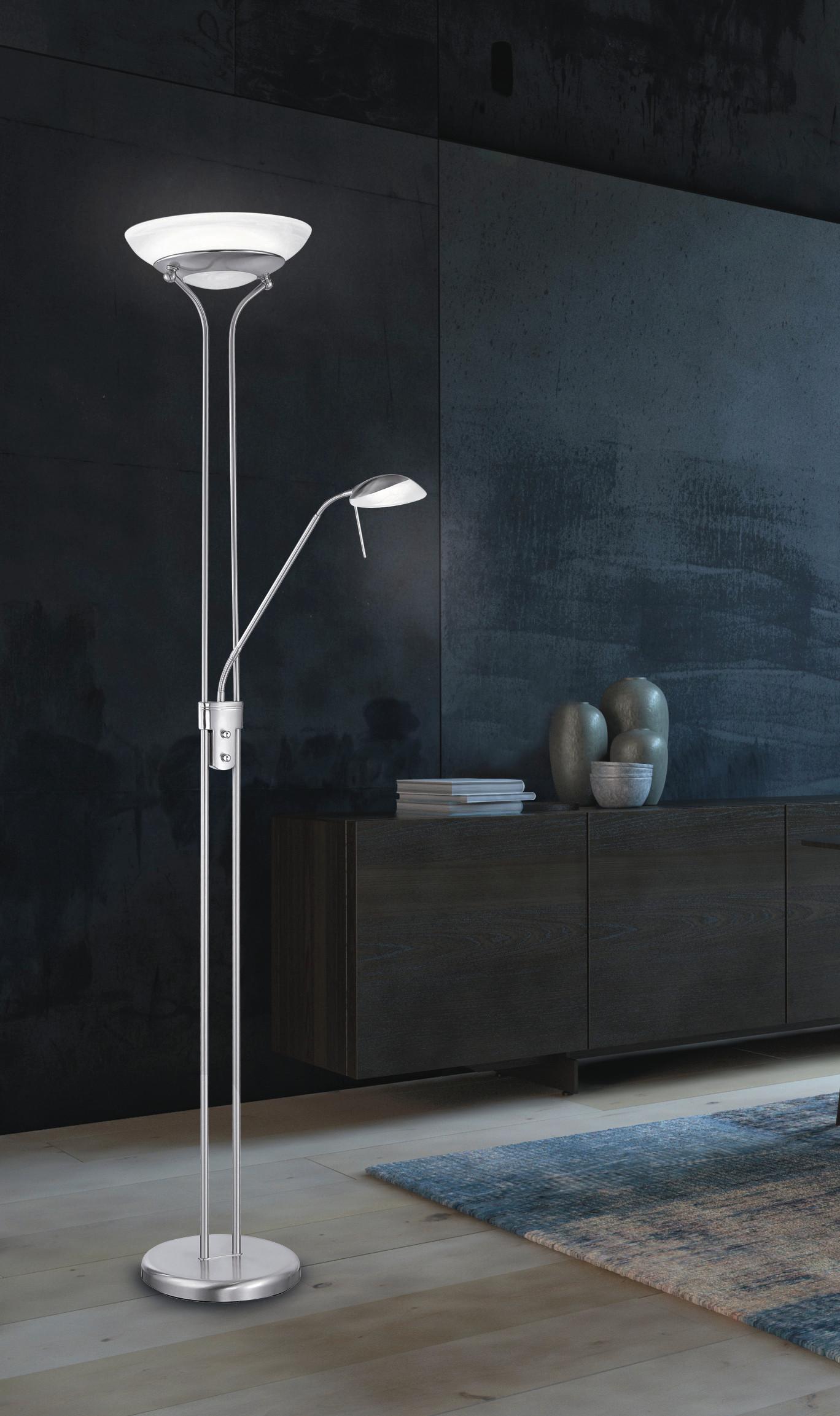 LED-Stehleuchte 40075 Pool Tw - Weiß/Nickelfarben, Design, Glas/Metall (32/182cm) - Fischer & Honsel