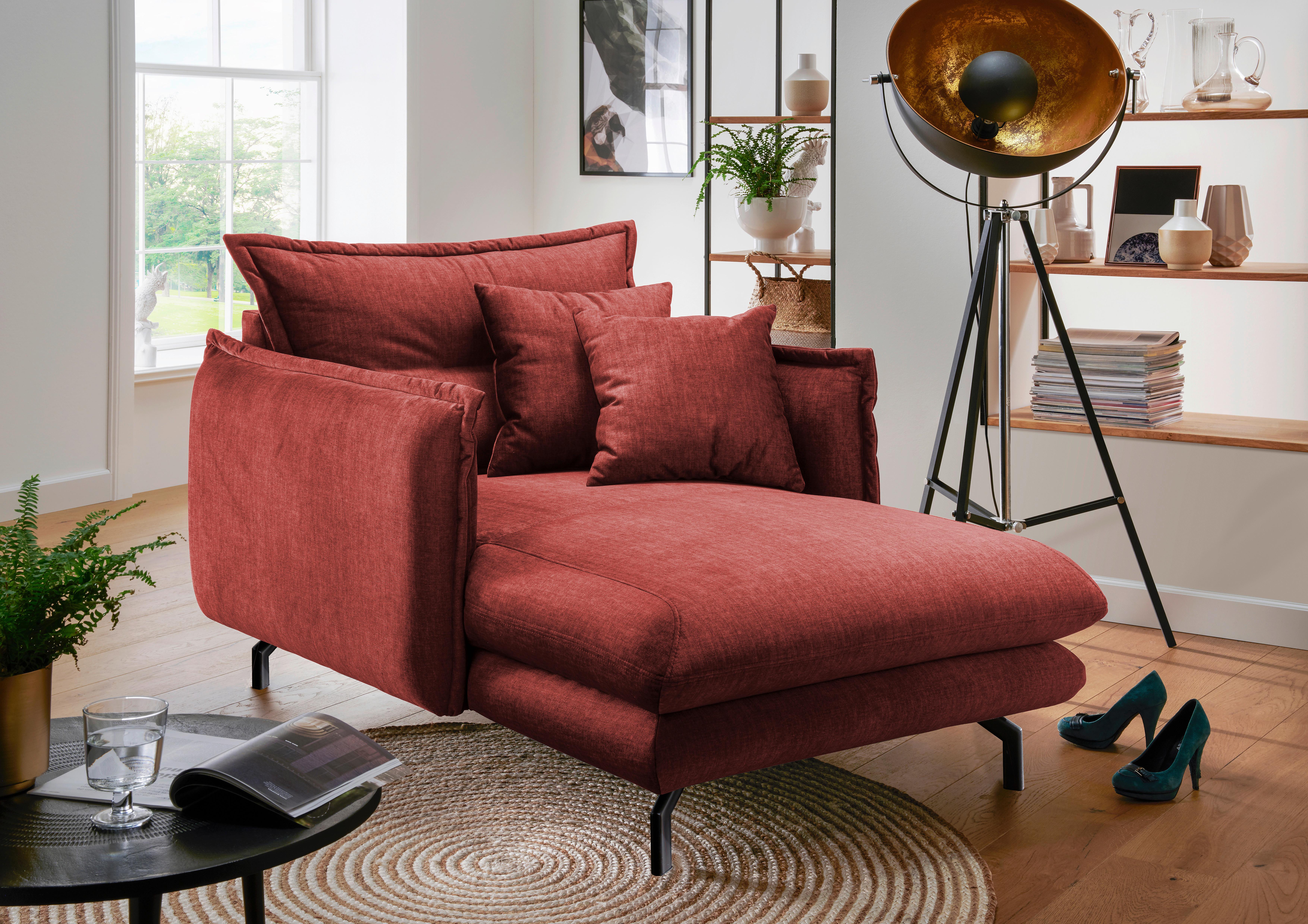 XXL-Sessel Lava Koralle B: 111 cm - Koralle/Schwarz, MODERN, Textil (111/101/167cm) - Livetastic