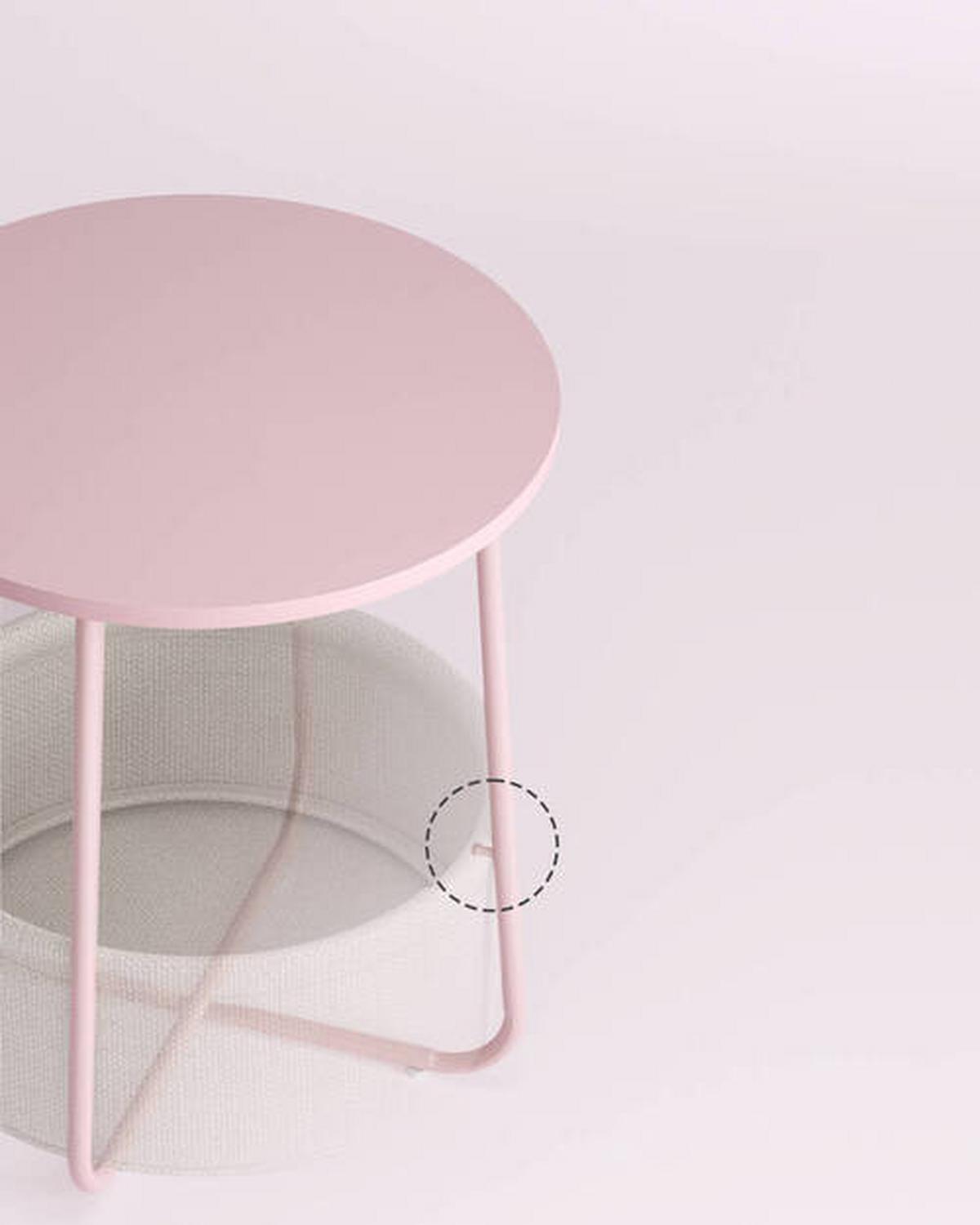Beistelltisch Mit Korb Rosa, Weiß - Rosa/Weiß, Design, Holz/Textil (45/45/51cm) - Boxxx