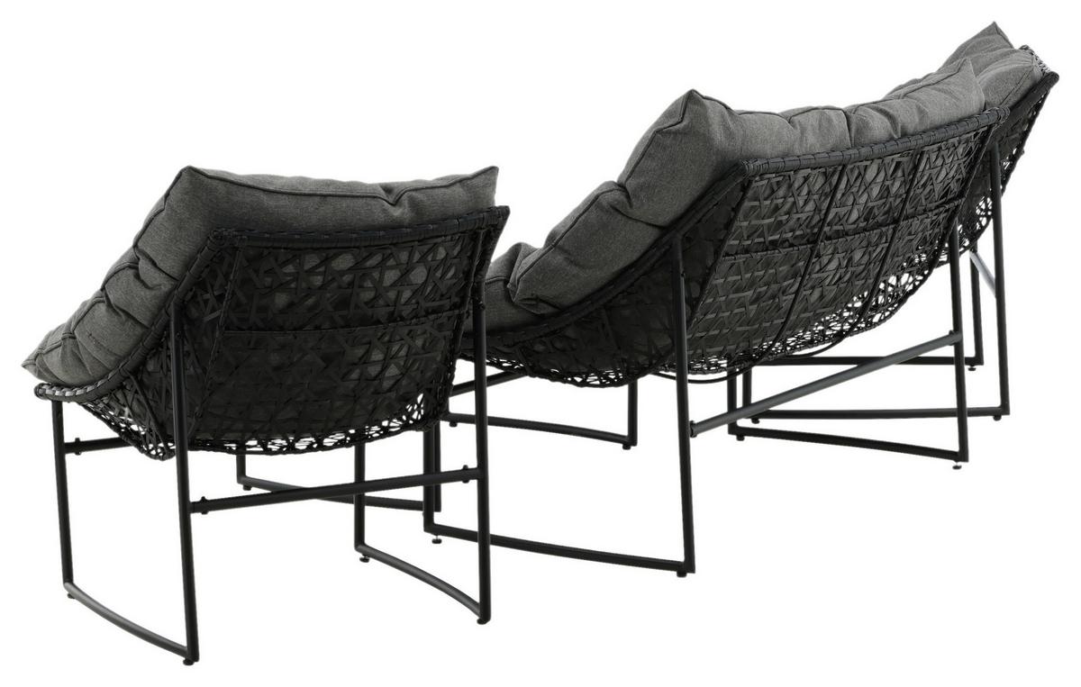 LOUNGEGARNITUR TINA - Schwarz/Grau, KONVENTIONELL, Kunststoff/Textil - Gardenson