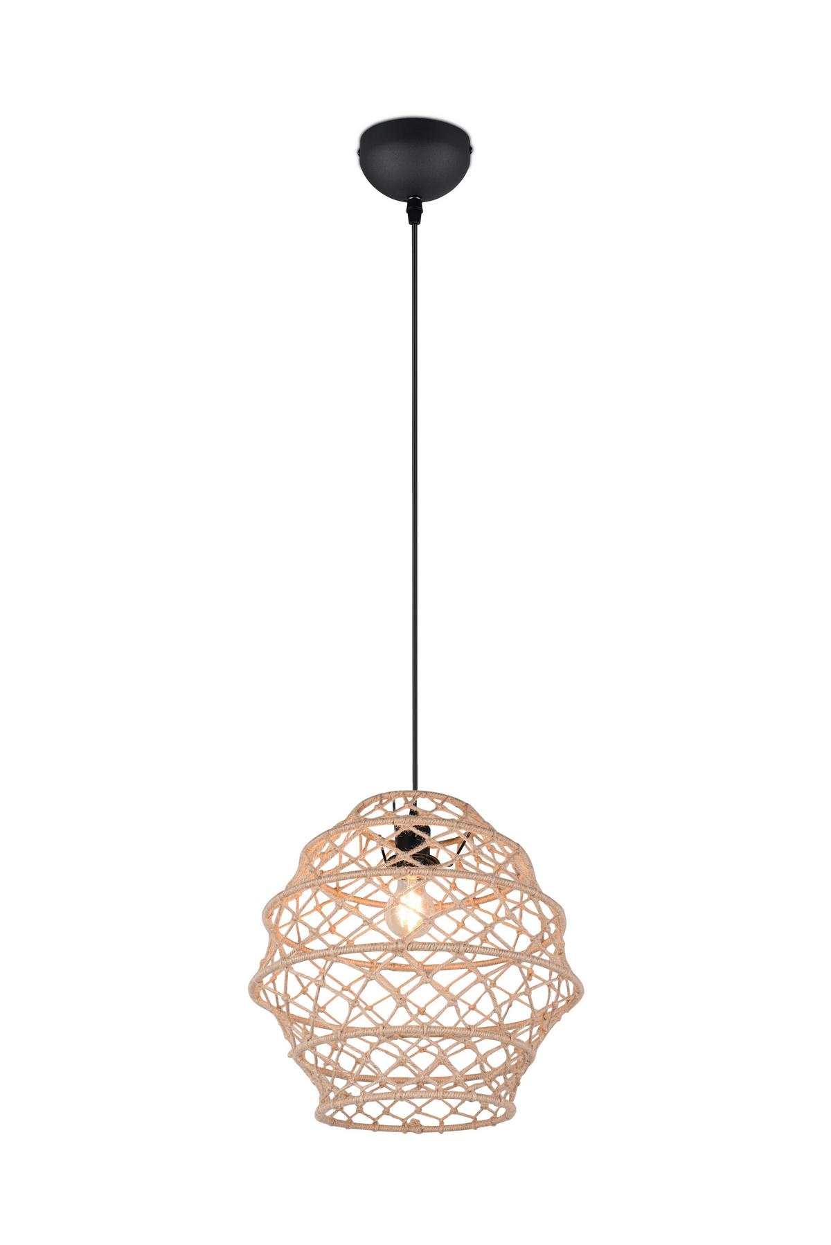 Hängeleuchte Hive Naturfarben Schwarz D: 38,5 cm - Schwarz/Naturfarben, Natur, Textil/Metall (38.5/150cm)