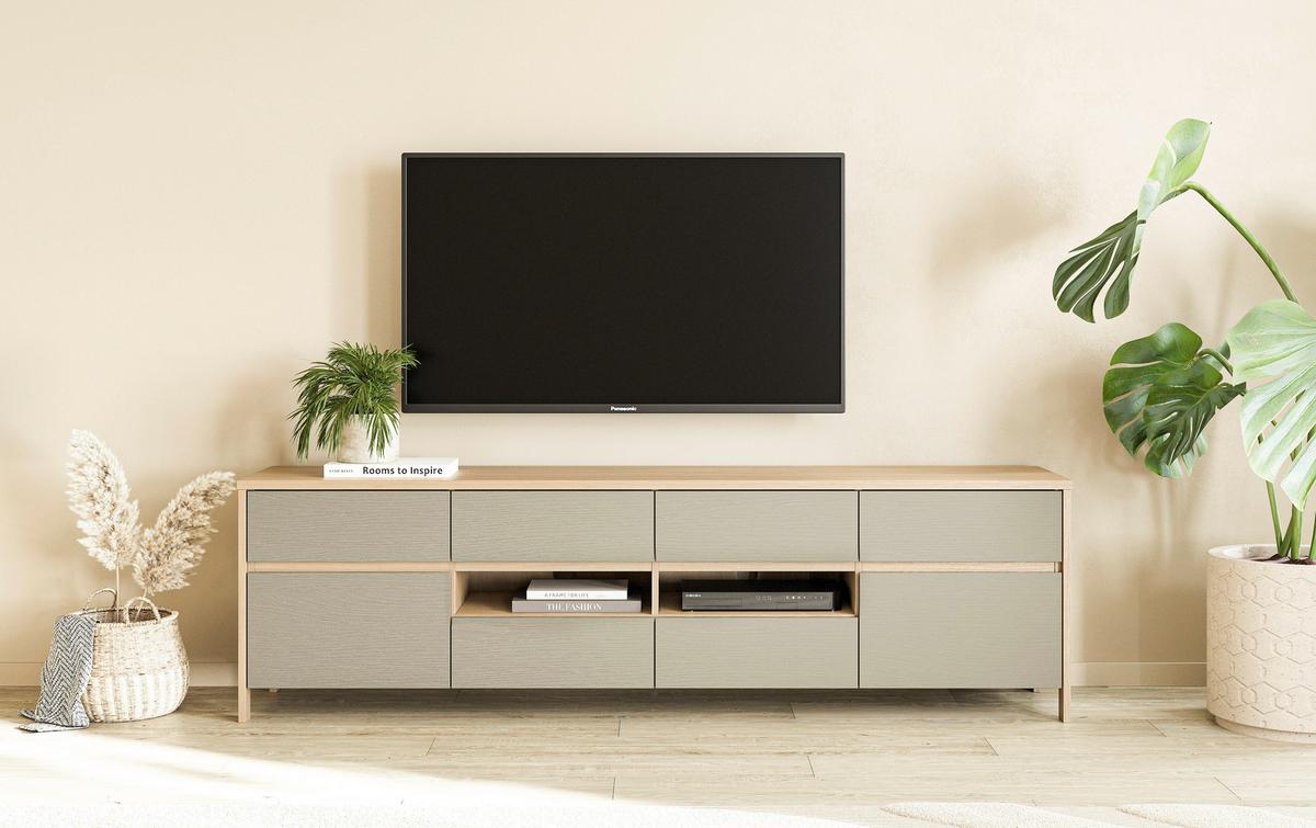 Lowboard Stranda Eukalyptus/Holzfarben B: 193cm - Eichefarben/Eukalyptusholzfarben, Design, Holzwerkstoff (193/58/39cm) - MID.YOU