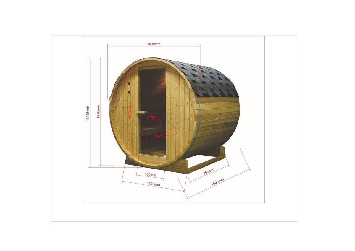 SAUNAFASS Tromsö Fichtefarben B: 180 cm - Fichtefarben, KONVENTIONELL, Glas/Holz (189/180/191,5cm) - Sanotechnik