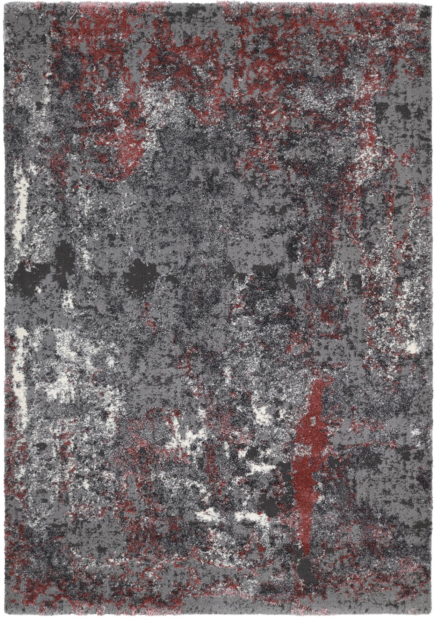 Webteppich Grau/hellrot Timeline Quantum 80x150 Cm - Hellrot/Grau, Design, Textil (80/150cm) - Novel