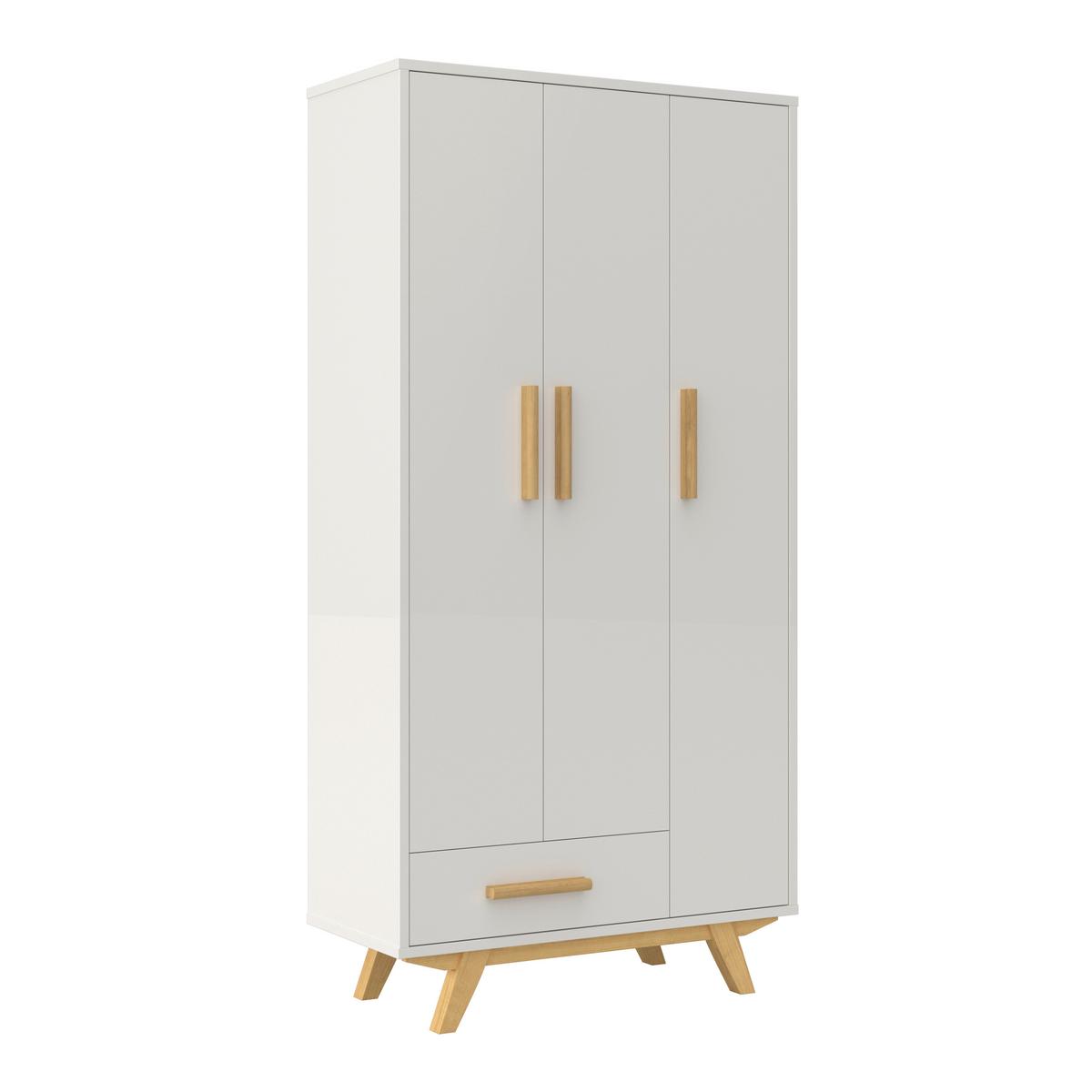 Skriňa MILAN biela/prírodná - biela/écru, Modern, drevo/kompozitné drevo (90/180/40cm) - Bessagi Home
