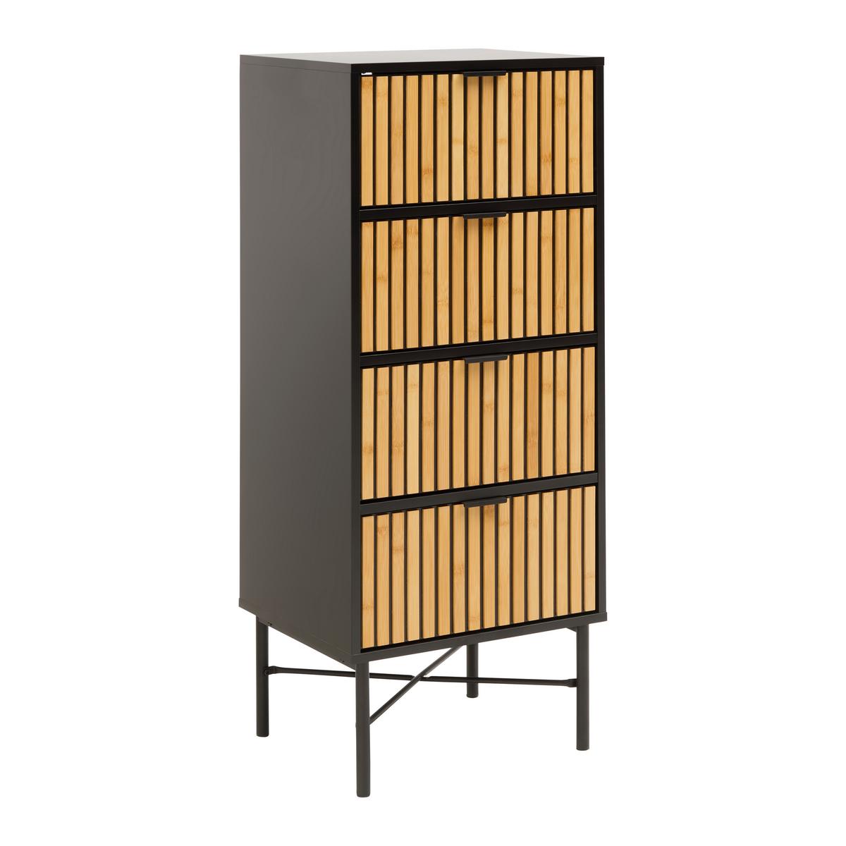 KOMODA MADRID -EXKLUSIV- - černá/přírodní barvy, Moderní, kov/dřevo (48/114/40cm) - Mömax