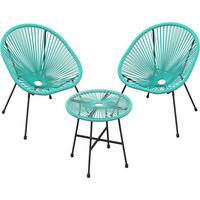 Gartenset 3-Tlg. Türkis inkl.tisch - Türkis, MODERN, Kunststoff/Metall - Modante