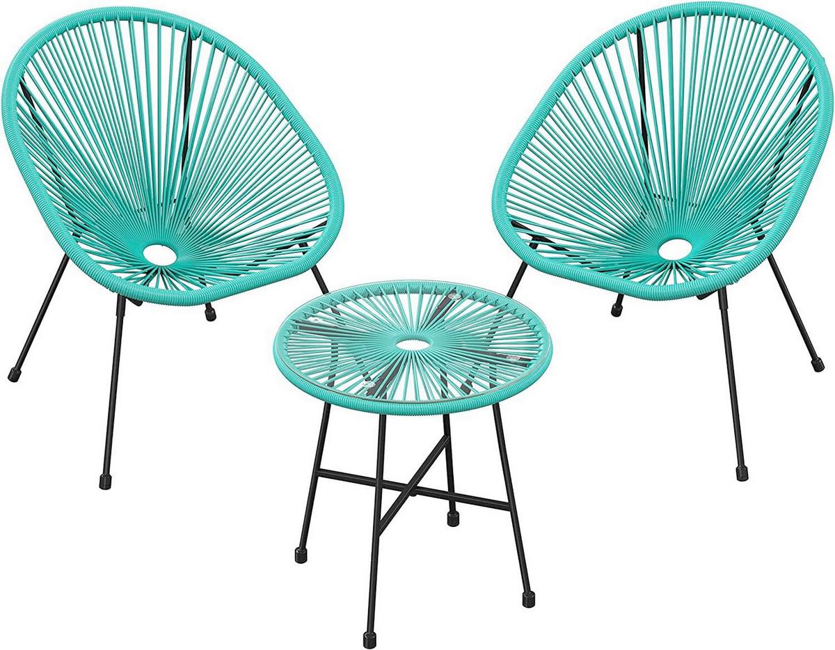 Gartenset 3-Tlg. Türkis inkl.tisch - Türkis, MODERN, Kunststoff/Metall - Modante