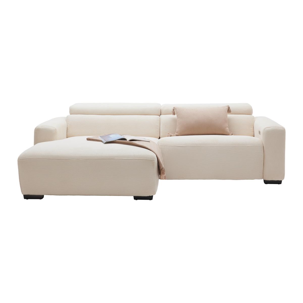 ROHOVÁ SEDAČKA BONDICO 255 - černá/béžová, Moderní, kov/dřevo (170/255cm) - Mömax