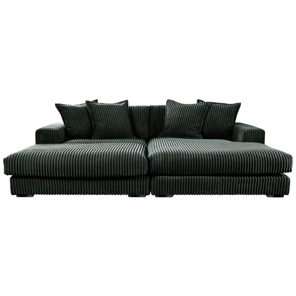 Ecksofa Funny Rechtsmit Hocker Dunkelgrün B: 285 cm