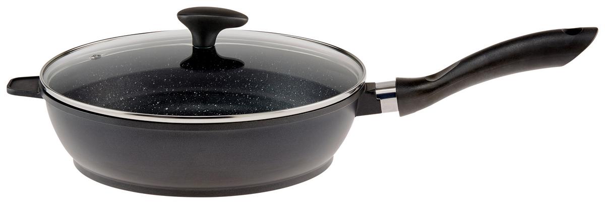 Bratpfanne Julischka D: 28 cm Aluguss Antihaftbeschichtet - Klar/Schwarz, KONVENTIONELL, Glas/Metall (28/7,5cm) - James Wood