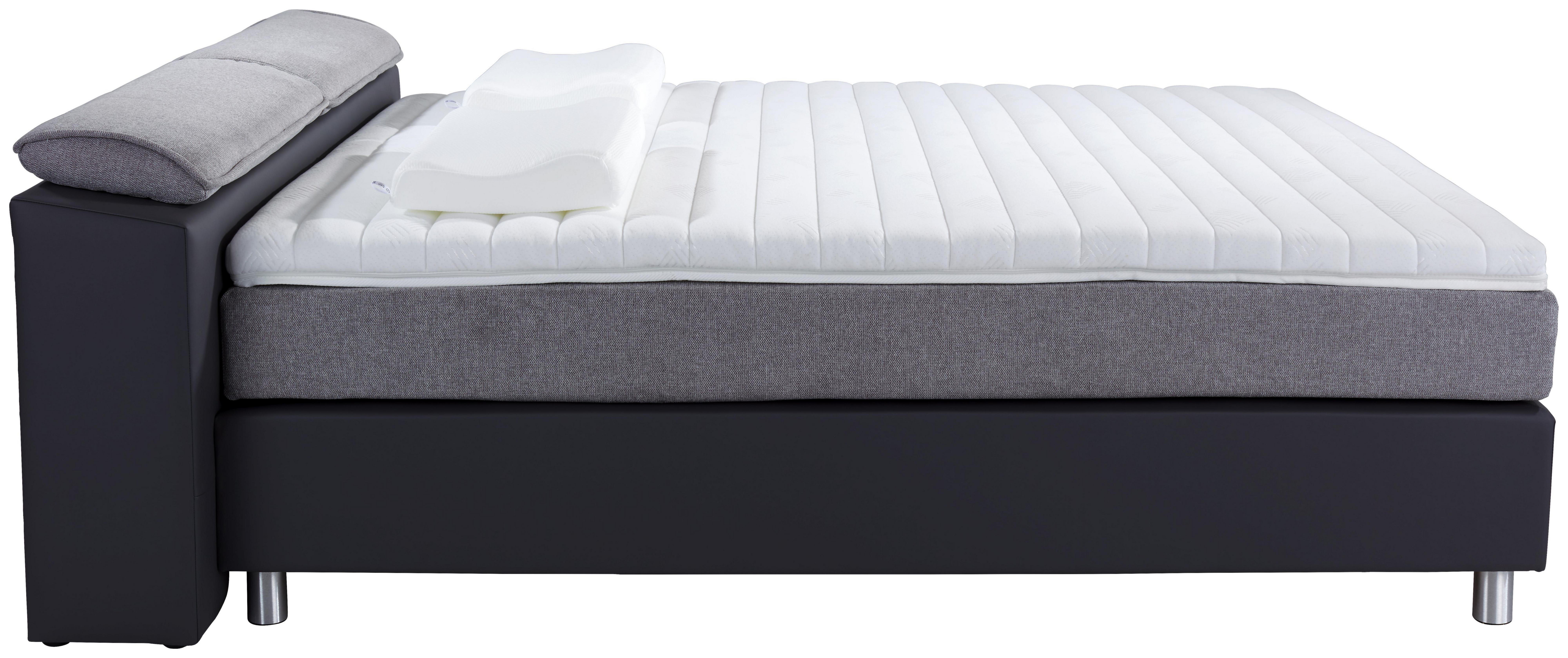 Boxspringbett HAMTPON 180 x 200 in Dunkelgrau und Hellgrau