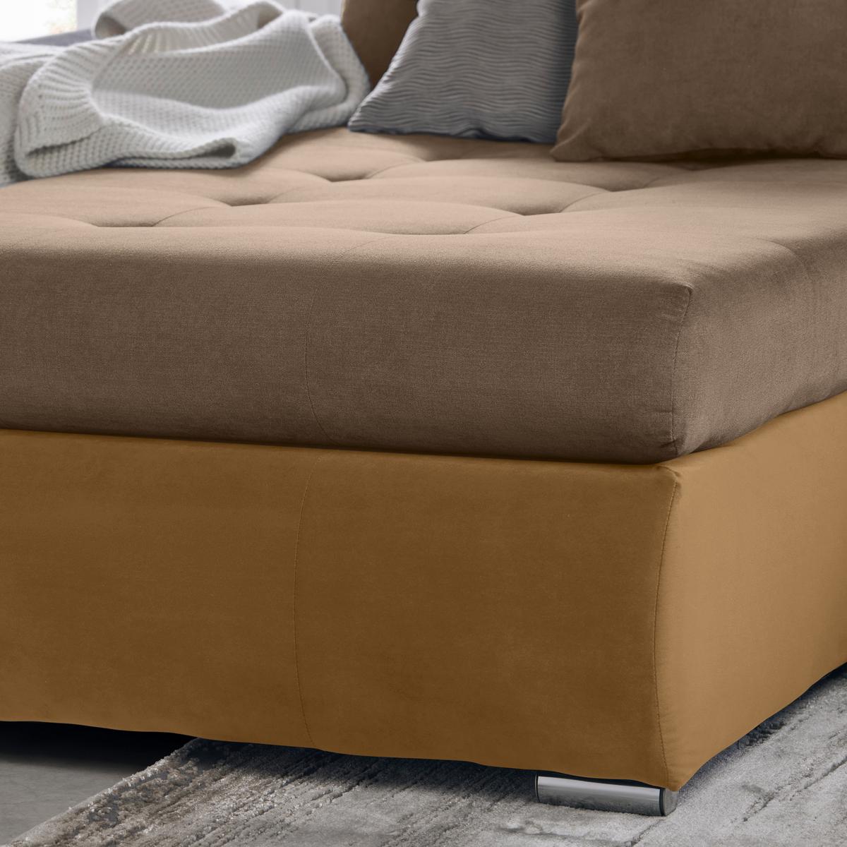 Rohová sedačka ENRICO, oboustranná, béžová - černá/barvy chromu, Konvenční, kov/textil (303/88/185cm) - Based