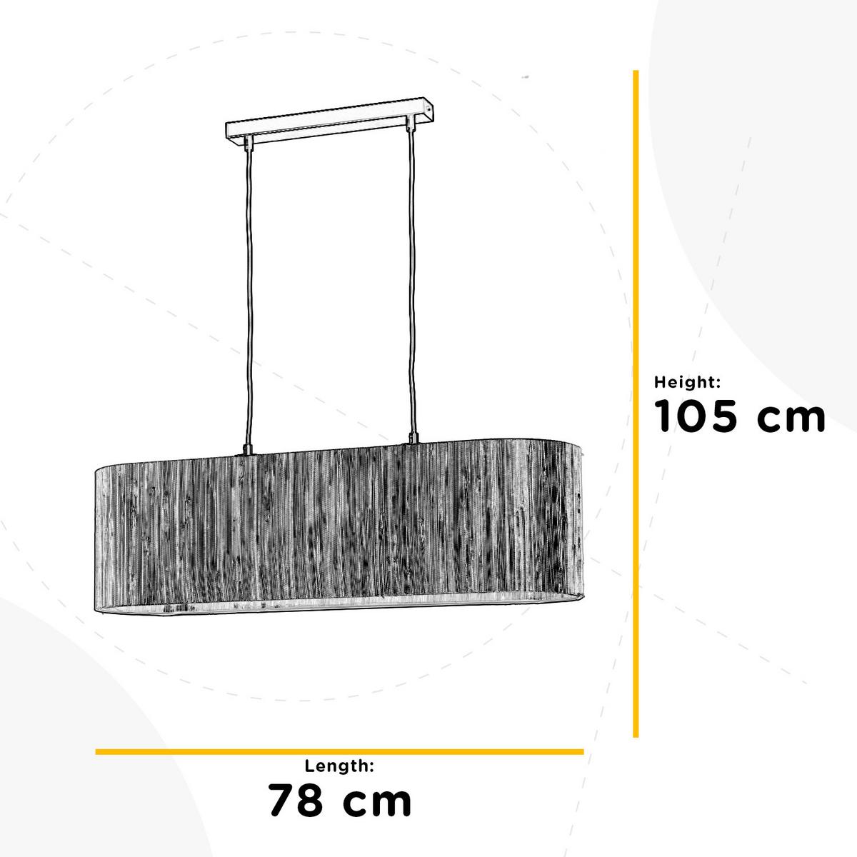 Pendelleuchte Madu Creme Schwarz L: 78 cm - Creme/Schwarz, Natur, Textil/Metall (78/22/105cm)