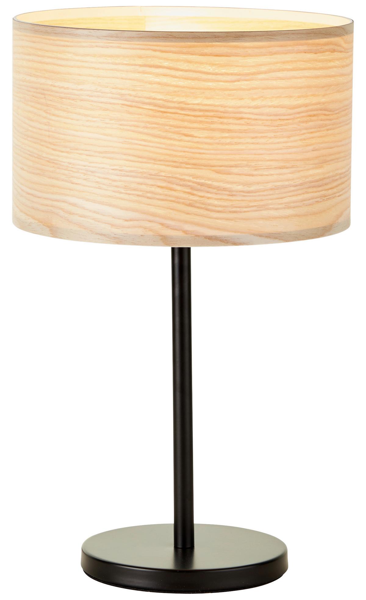 Tischlampe Romm Hellbraun Mit Schnurschalter - Hellbraun/Schwarz, Basics, Holz/Metall (25/42cm) - Brilliant