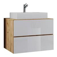 Waschtischkombi Lendas2-Teilighonigeicheb:60cm - Honigeiche/Weiß, MODERN, Keramik/Holzwerkstoff (60cm) - MID.YOU