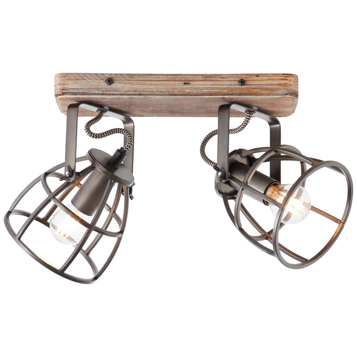 Deckenleuchte Matrix Schwenkbar - Hellbraun/Schwarz, Natur, Holz/Metall (18/29/16cm) - Brilliant