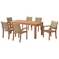 Gartenmöbel Set 7-Tlg. Castilla Aus Akazie/Kunststoff - Naturfarben, MODERN, Holz/Kunststoff - Gardenson