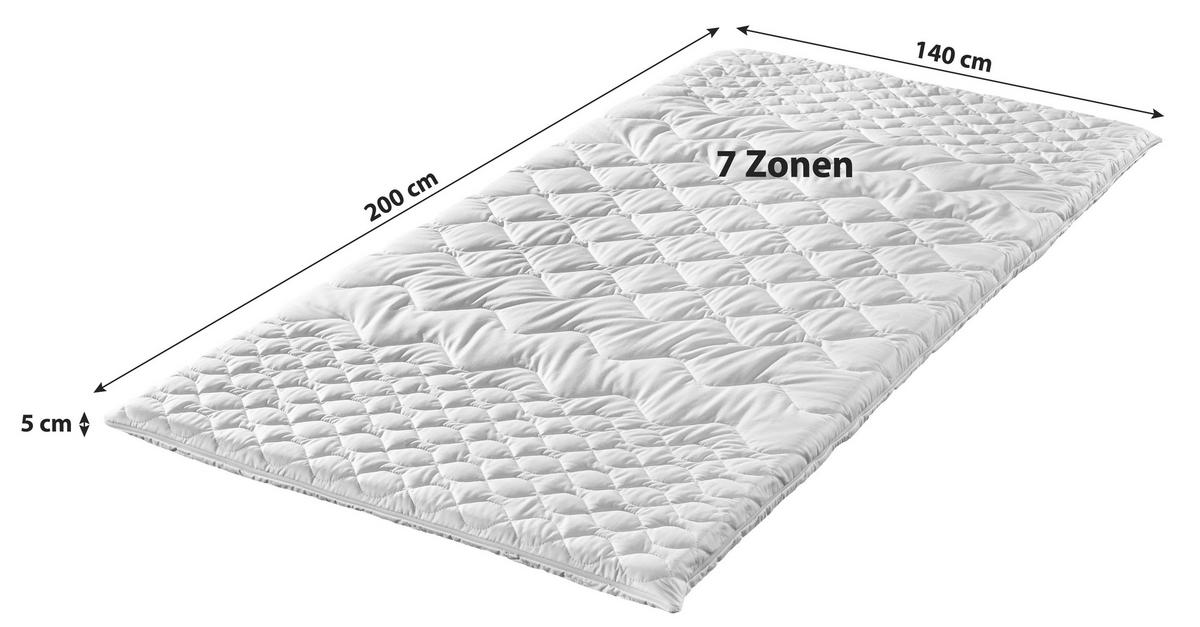 Topper Polly Ergomed 140x200 Polyurethanschaumkern 7 Zonen - Weiß, Basics, Textil (140/200cm) - FAN