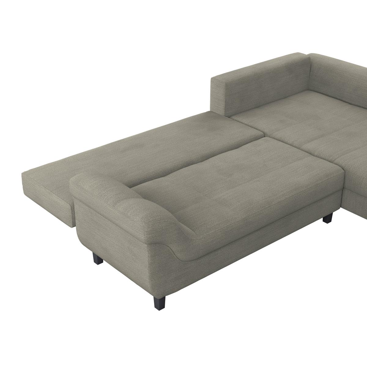Ecksofa mit Schlaffunktion Mendoza New Chenille 309x197cm - Sandfarben/Schwarz, KONVENTIONELL, Textil (309/197cm) - Ondega