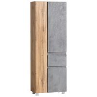 Badezimmer Hochschrank Varese BxH 65x180cm Grau/ Eiche Dekor - Eiche Wotan/Hellgrau, MODERN, Holzwerkstoff (65/180/35cm) - Held