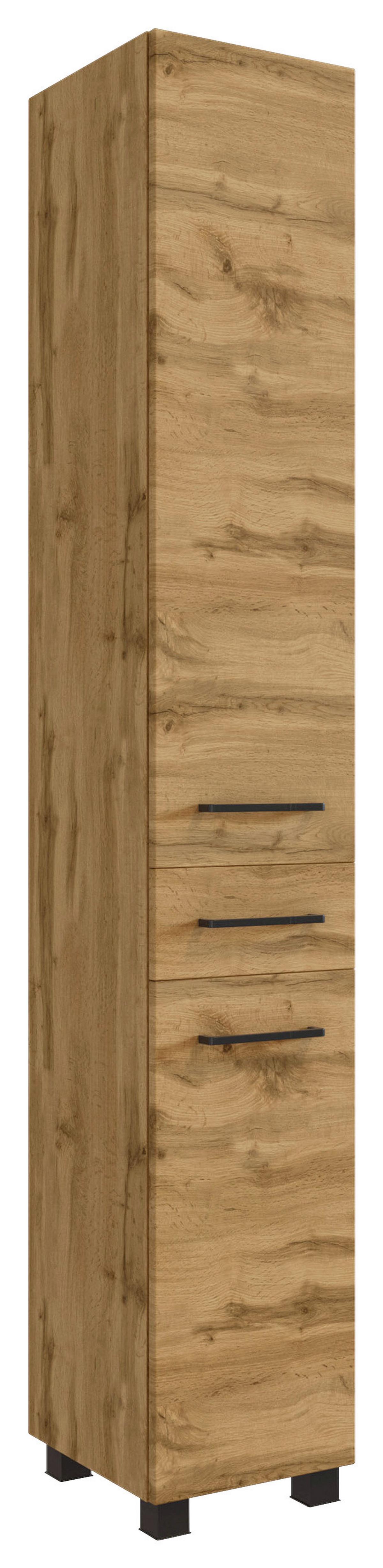 Hochschrank Manchester B: 30 Cm Eiche Wotan Dekor - Eichefarben/Schwarz, MODERN, Holzwerkstoff (30/180/35cm) - Held