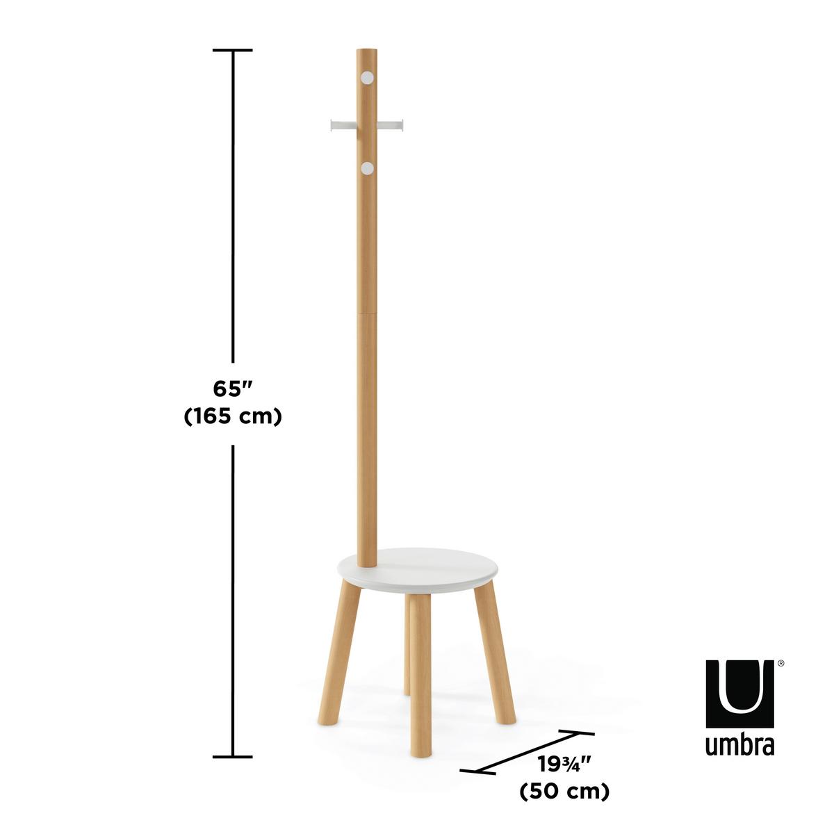 ŠATNÍ STOJAN STOVIK - bílá/přírodní barvy, Basics, dřevo (51/165cm) - Umbra