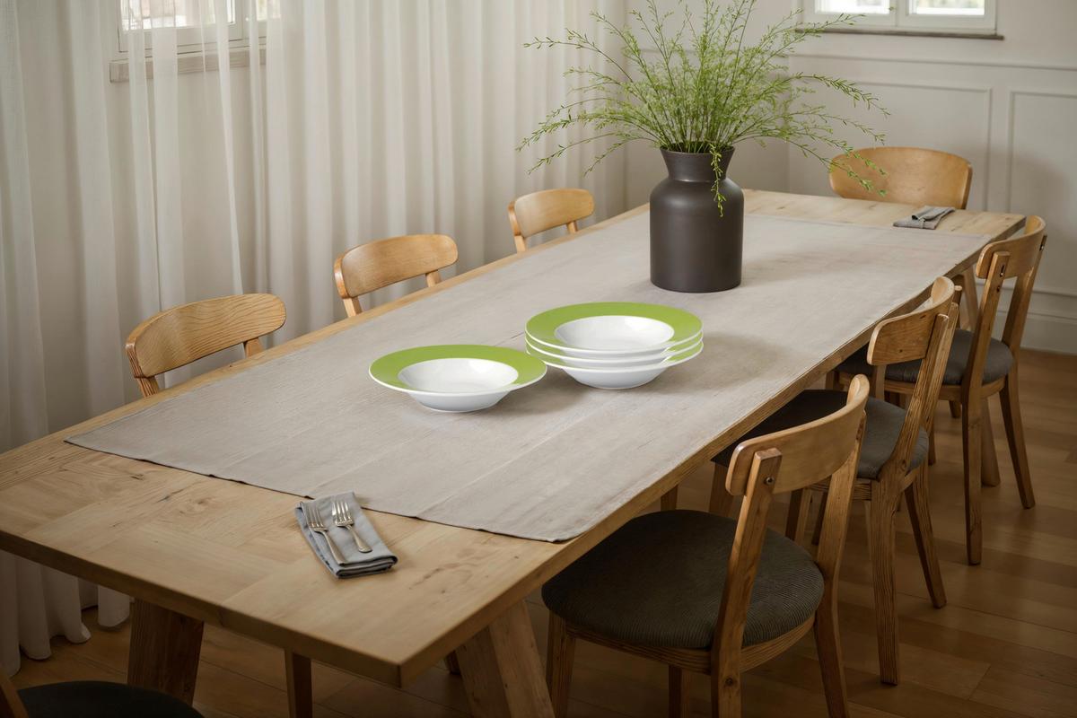 Suppentellerset Grün Weiß 6-teilig D: 21,5 cm - Weiß/Grün, Basics, Keramik (21,5cm) - Van Well