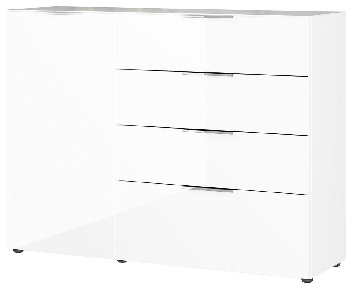 Sideboard mit Glas B: 134 cm Gw-Oakland Weiß - Schwarz/Weiß, KONVENTIONELL, Glas/Holzwerkstoff (134/102/42cm) - Germania