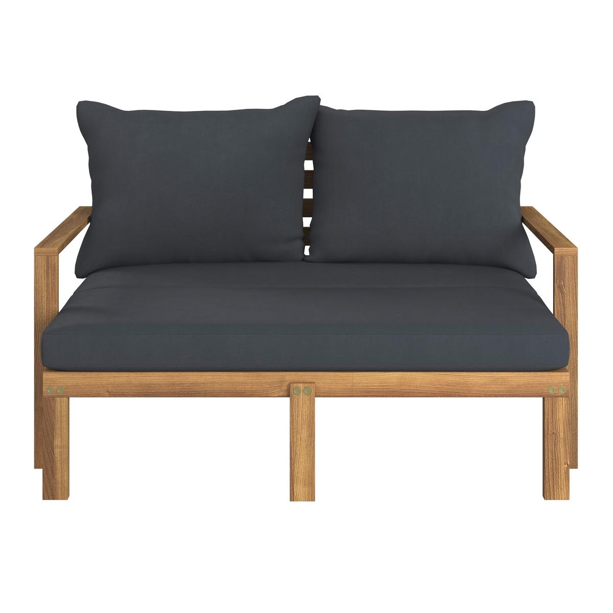 Záhradní pohovka PIA - tmavě šedá, Moderní, dřevo/textil (130/75/80-130cm) - Bessagi Garden